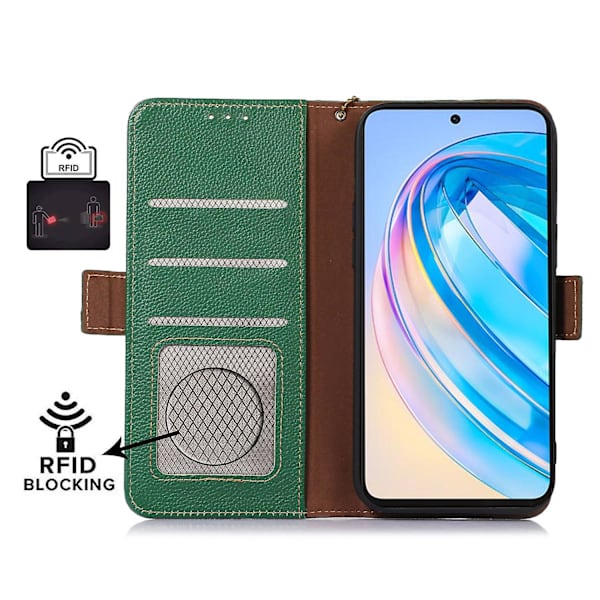 För Huawei Nova Y91 4g/enjoy 60x Phone case Rfid Blocking Läder Litchi Texture Stand Cover Green