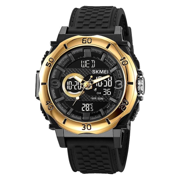 Skmei 2098 50m Vattentät Dual Display Digital Watch Gold Black