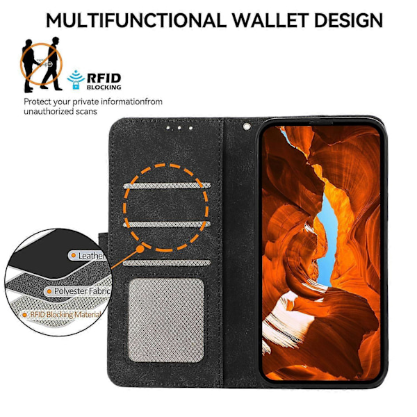 Fodral för Xiaomi 14T Pro Färgskarvning Läder Flip Telefonfodral RFID-blockering Multicolor Style C