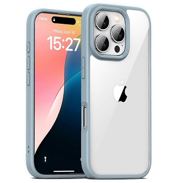 IPhone 16 Pro -kotelo, iskunkestävä, ohut, kova PC+pehmeä TPU-puhelinkuori - Harmaa Multicolor Baby Blue