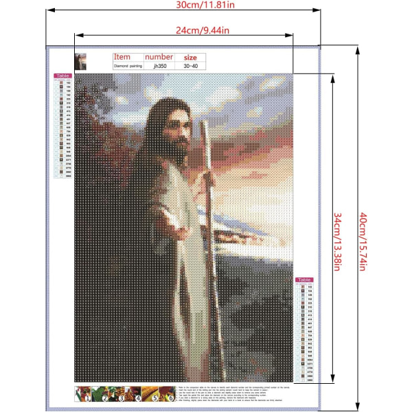 Nya 30x40cm/12x16in DIY-målning av Numbers Jesus Painting Canvas Pai