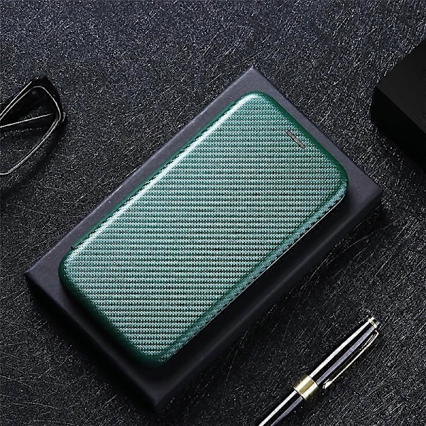 Carbon Fiber Tekstur Auto-absorberende Læder Standhone Shell Cover med Kort Slot til Xiaomi Mi 11