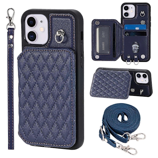 Style 008 Stöttåligt Skal för iPhone 11 RFID-blockerande PU+TPU Telefonfodral med Remmar Multicolor Style B