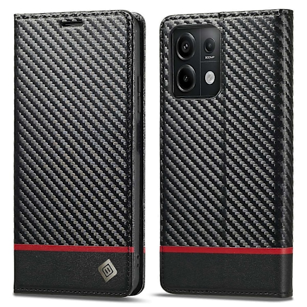 LC.IMEEKE Plånboksfodral för Xiaomi Redmi Note 13 4G Kolfibertextur Läder Flip Telefonskal Multicolor Horizontal Stripe
