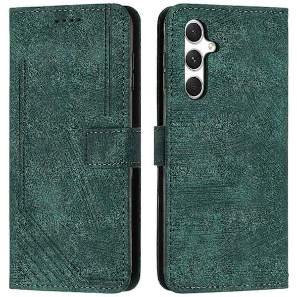 Til Samsung Galaxy A36 5G Etui Prægede Linjer Læder Telefon Cover Foldbart Stativ Multicolor Style C