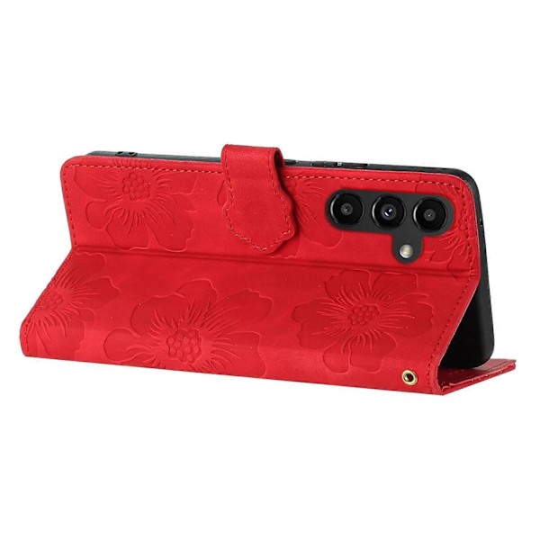 Blomstermønstret stødsikkert PU læder wallet cover med stativ til Samsung Galaxy A14 5G Multicolor Style D