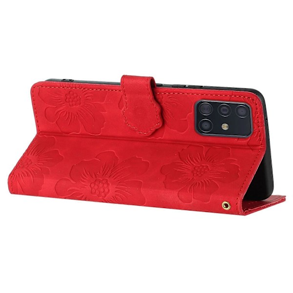 Pungcover til Samsung Galaxy A51 4G SM-A515 Blomster Præget Stativ PU Læder Telefon Cover Multicolor Style E