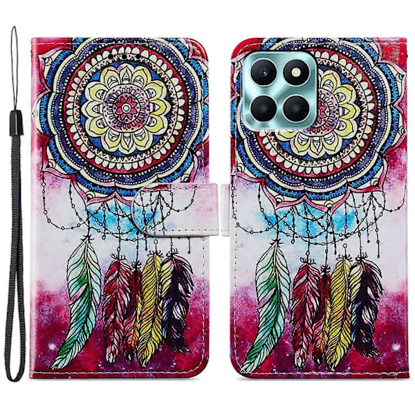 För Honor X6a 4G Fodral PU Läder Mönster Folio Flip Ställ Telefonskal Multicolor Style H