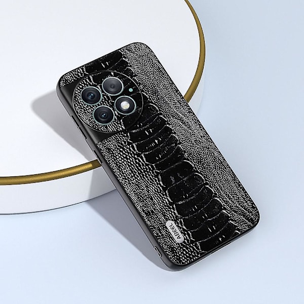 Abeel For Oneplus Ace 2 Pro 5g Stötsäkert Crocodile Texture Cover äkta koläderbelagd Pc+tpu phone case Black