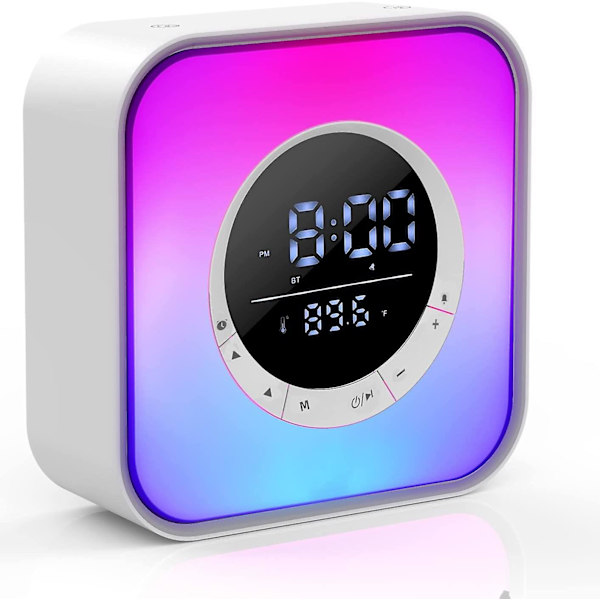 Väckarklocka Tonåringar, Bluetooth högtalare Nattljus LED-lampa med 10 färger som växlar ljus, temperaturdisplay, presentidéer för tonåringar Flicka Pojke Barn Bedr