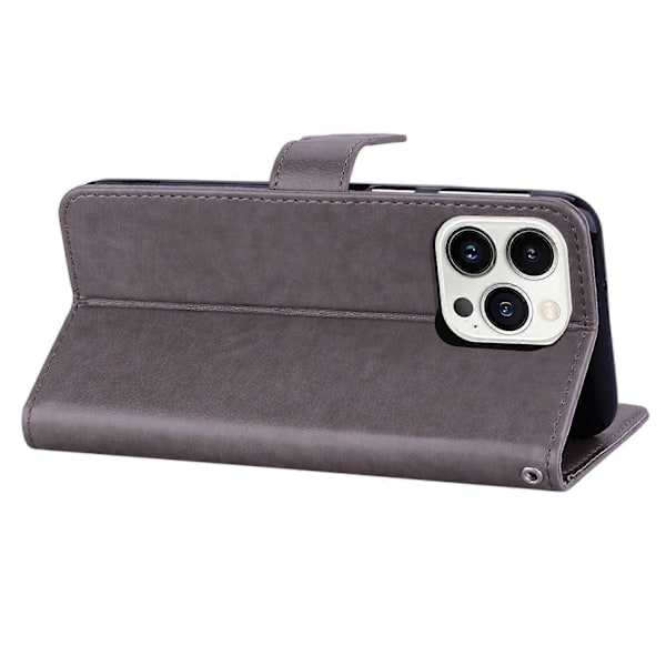 For iPhone 15 Pro Max Deksel PU Lær Stativ Ugle Trykket Telefon Lommebok Deksel Multicolor Style E