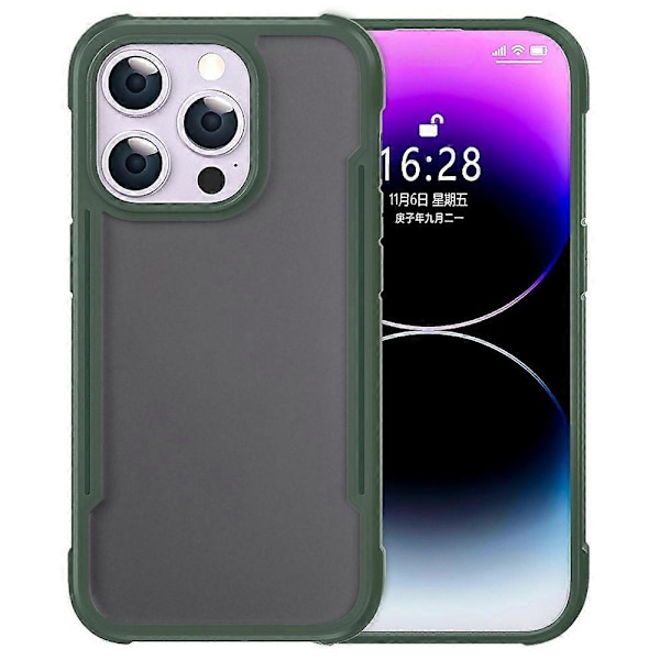 iPhone 16 Pro -kotelo PC+TPU Iskunkestävä Ihoa Miellyttävä Puhelimen Takakuori- Multicolor Green
