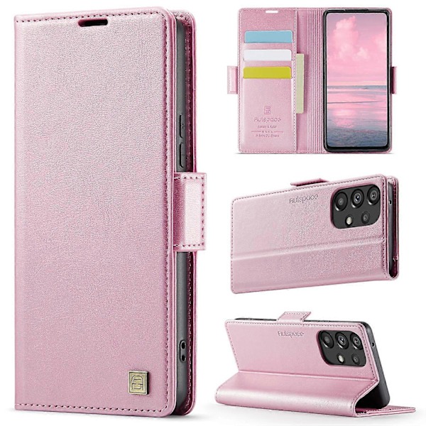 Samsung Galaxy A33 5G -kotelo AUTSPACE A11 RFID-suojattu retro nahkainen matkapuhelinlompakkokotelo Multicolor Pink