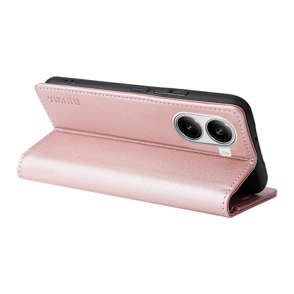 För Xiaomi Redmi Turbo 4 5G/Poco X7 Pro 5G Mobilskal YIKATU Magnetisk Stängning PU Läder Mobilskydd Multicolor Rose Gold
