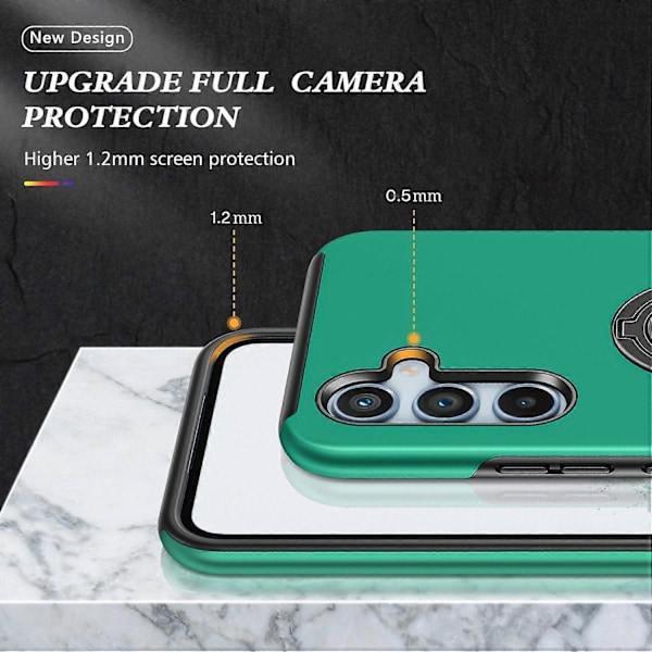 För Samsung Galaxy A34 5G Roterande Ring Ställ Mobilskal PC+TPU Anti-fall Baksida Multicolor Style E