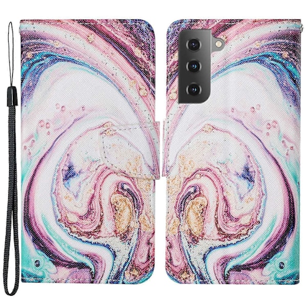 Mönstertryckt Stötsäkert PU Läder Ställ Fodral Plånboksfodral för Samsung Galaxy S22+ 5G