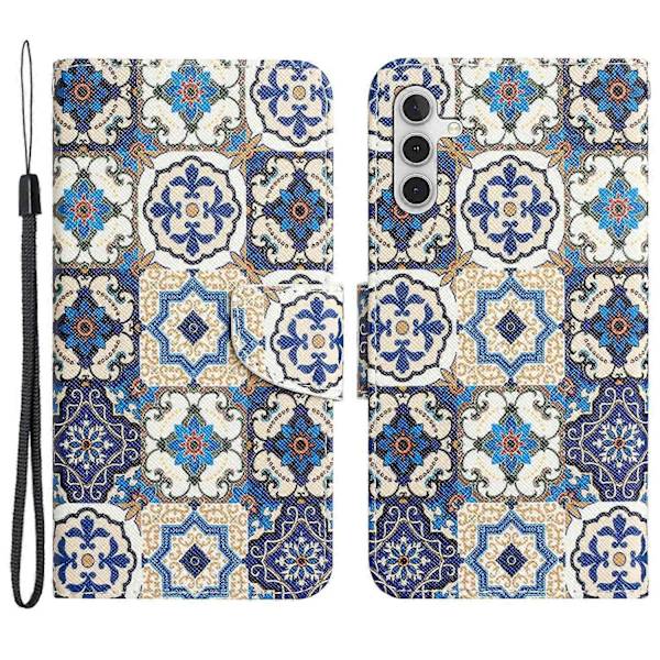 Magnetisk etui med mønstertryk og tegnebogsfunktion til Samsung Galaxy A25 5G Multicolor Retro Totem