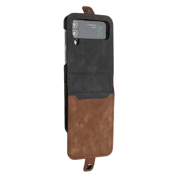 För Samsung Galaxy Z Flip3 5g Pu-läder+pc- case Korthållare Vikbart cover Coffee