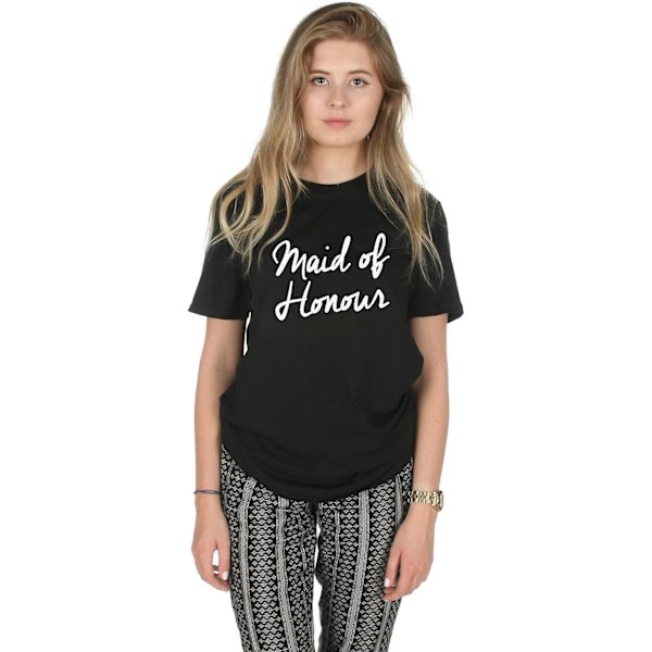Maid Of Honour Top Bryllup Polterabend Brud kommende Fest Brudepige Bridal Shower Gave T-shirt Black S