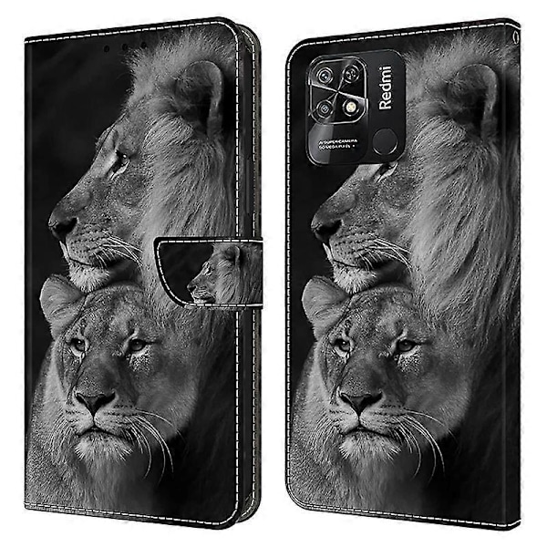 Læderetui med mønstertryk til Xiaomi Redmi 10C 4G Etui Anti-Drop Wallet Telefonetui Multicolor Style B