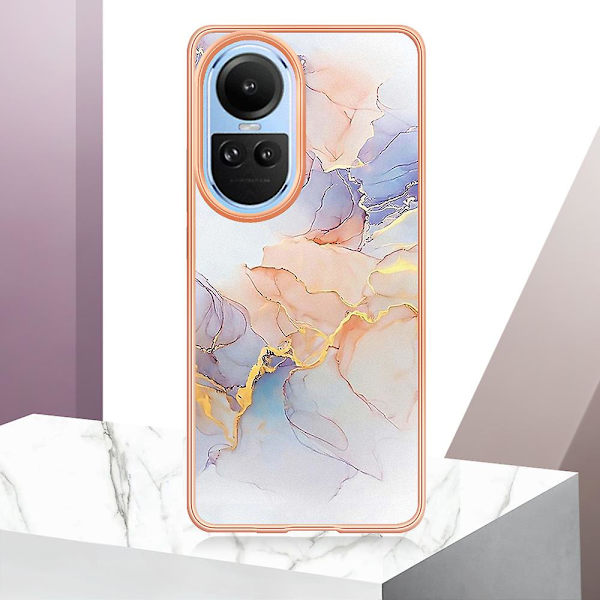 Phone case för galvanisering till Oppo Reno10 5g (global) Marmor Blommönster Mjukt TPU- cover Milky Way Marble White