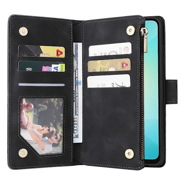 Til Samsung Galaxy A06 Etui Lynlås Pung Multiple Kortpladser Læder Telefon Cover Multicolor Style C