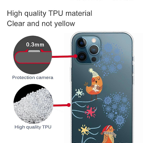 iPhone 16 Pro -kuori, jouluaiheinen pehmeä TPU-puhelinkuori - Orava Multicolor Birds