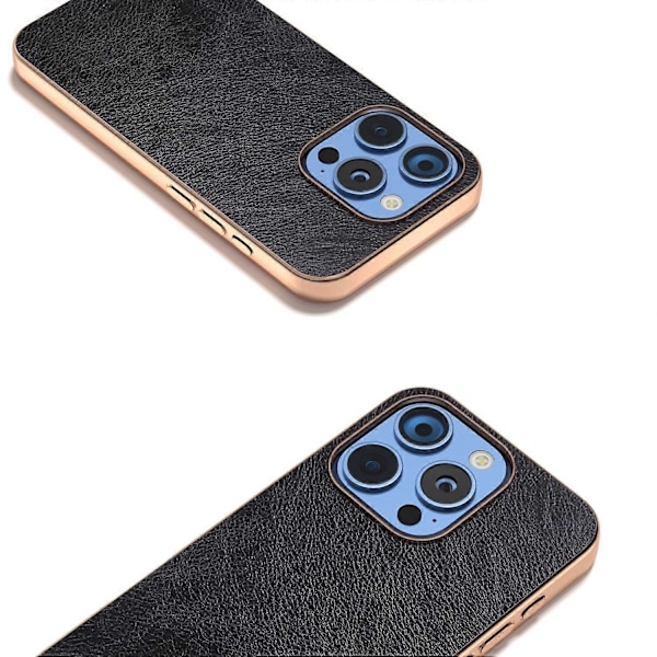 iPhone 16 Pro -kotelo, galvanointi puhelinkuori PU-nahka+TPU Litsi-kuvioitu kotelo Multicolor Style B