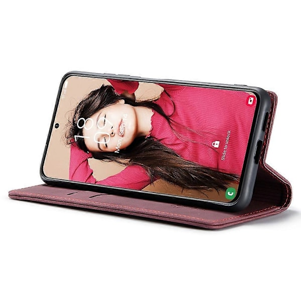 CASEME 013-serien Enkel plånboksdesign Automatiskt sug Läderfodral för Samsung Galaxy S21 FE Multicolor Style B