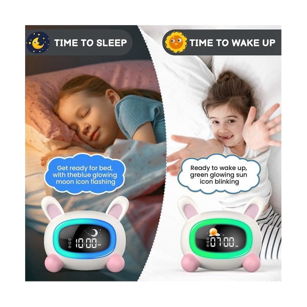 Väckarklocka för barn Ok att väcka barn med nattljus Ljud Maskin Sovträningsklocka Birthd As Shown