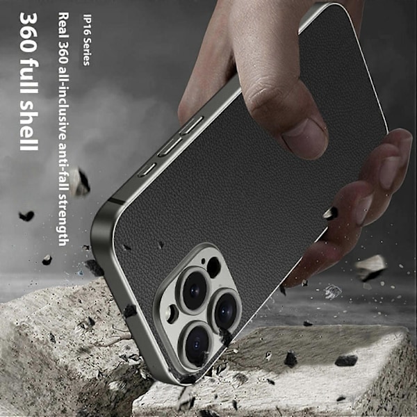 GKK Skinnfodral för iPhone 16 Pro Max - PU-läder, Anti-Drop PC-telefonskal Multicolor Style E