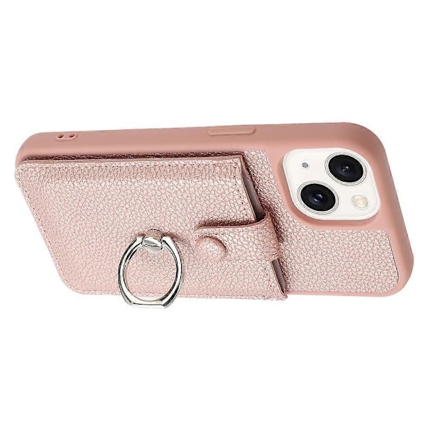 Kortlommer Læder Bagcover med Ringstøtteben til iPhone 15 Plus/14 Plus Multicolor Style A