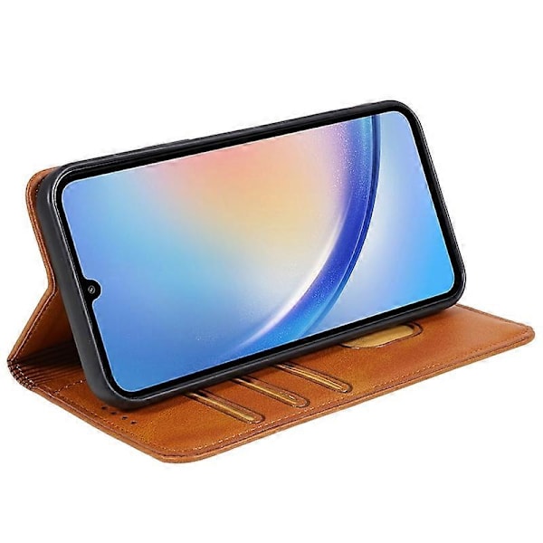 Til Samsung Galaxy A15 5G Etui Kalvetekstur Stand Wallet PU Læder Telefon Cover Multicolor Style D