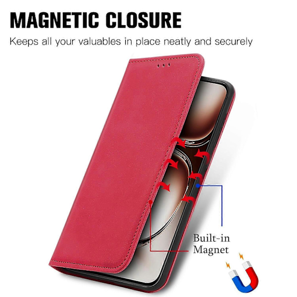 OnePlus Nord 4 Nahkakotelo Korttipidikkeellä Magneettinen Puhelinkotelo - Harmaa Multicolor Red