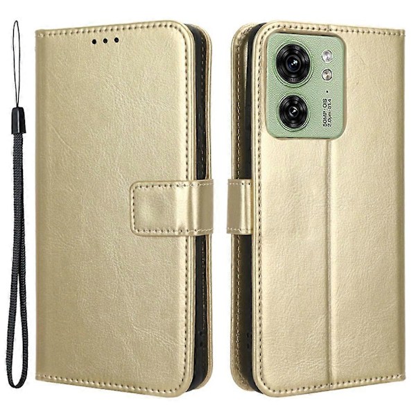 Til Motorola Edge 40 5G TPU+PU Læder Etui Wallet Telefon Stand Cover med Rem