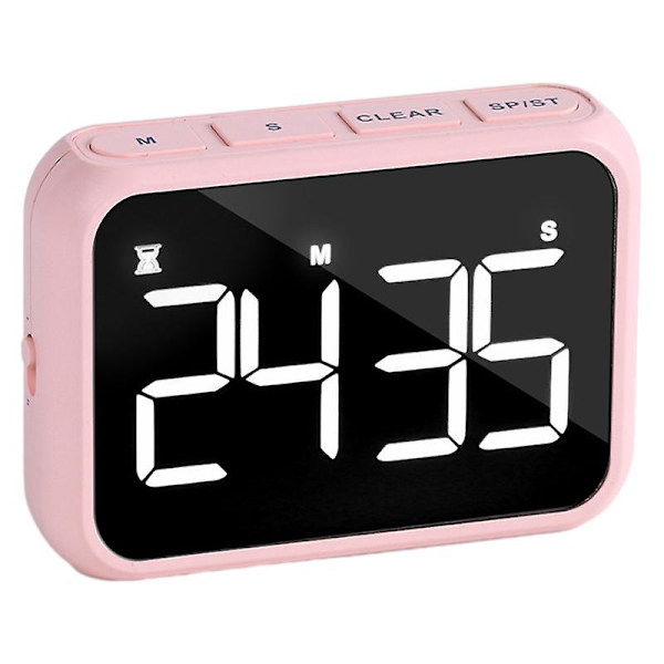 Genopladelig Stor Skærm LED LCD Elektronisk Timer Påmindelse Vækkeur Køkken Bage Nedtællingstimer pink