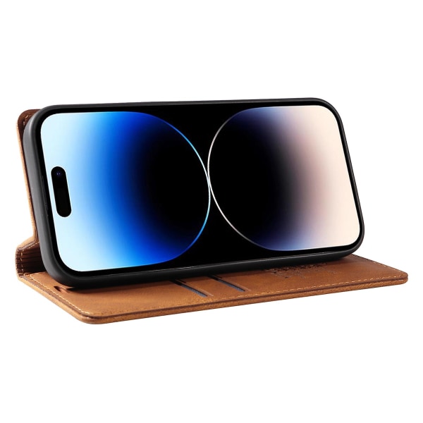 Til Iphone 15 Pro Max Hud-berørings PU Læder Shell Wallet Stand Telefon Cover Brown