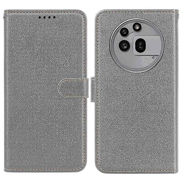 Til Nothing Phone (3a) Pro Etui Wallet RFID-blokering Litchi Tekstur Læder Telefon Cover Multicolor Grey
