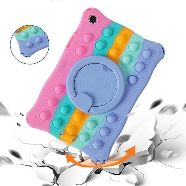 Skal till Samsung Galaxy Tab A9 Pop Bubble PC+Silikonskal Handgrepp Ställ Tablet Skydd Multicolor Style C