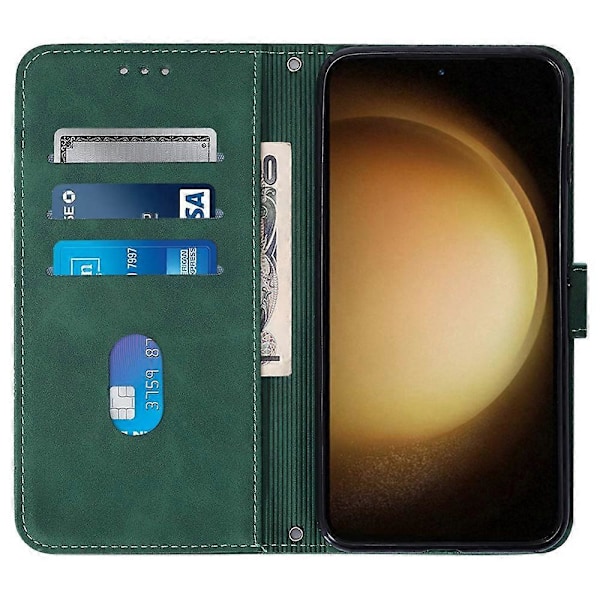 Læderetui med skulderrem, pung og stativ til Samsung Galaxy S24+ Multicolor Blackish Green