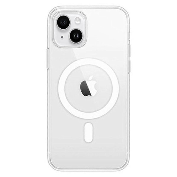 Gennemsigtigt telefoncover til iPhone 15, magnetisk ring akryl+TPU telefoncover kompatibelt med MagSafe