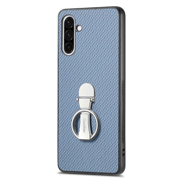 Skal för Samsung Galaxy A56 5G Fällbart Ställ Läder Baksida Kolfibertextur Multicolor Blue