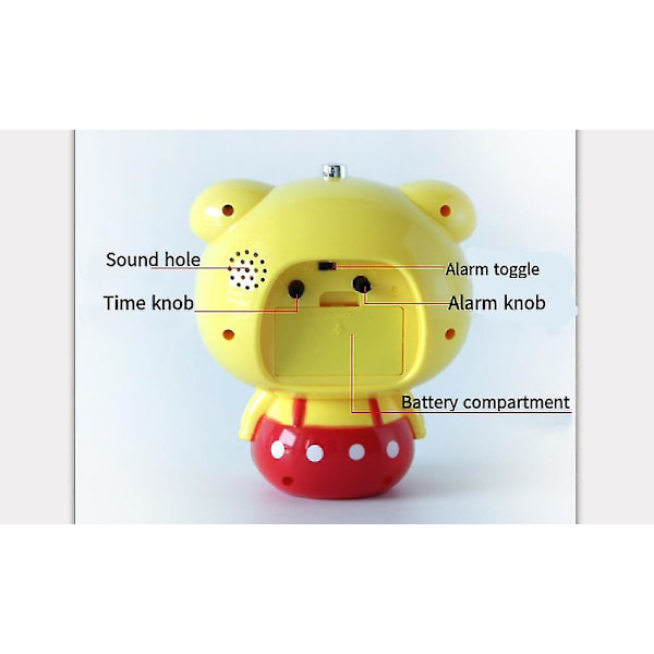 Vekkerklokker for soverom, tegneserie vekkerklokke Piggy Pig Clock nattlys, studenters barneroms dekorasjon skrivebordsklokke (beige)