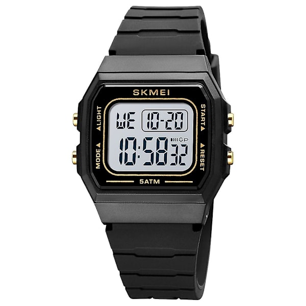 Skmei 1683 Led Digital Display Ljusande elektronisk watch Black Gold and White
