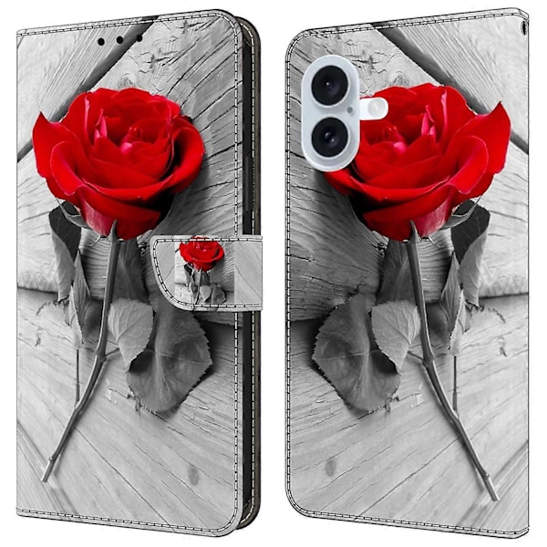 iPhone 16 Plus -lompakkokotelo magneettilukolla ja 3D-kuviollisella nahkapuhelinkuoressa Multicolor Style A