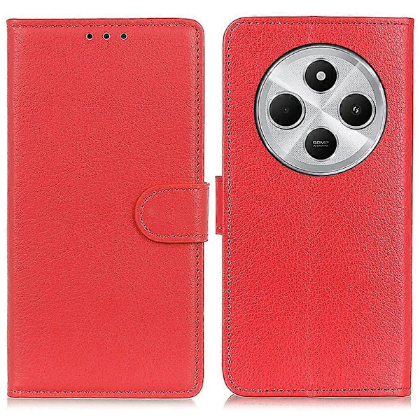 Xiaomi Poco C75 4G/Redmi 14R 5G/14C 4G Lompakkokotelo PU-nahkaa, litsirakenne - Musta Multicolor Red