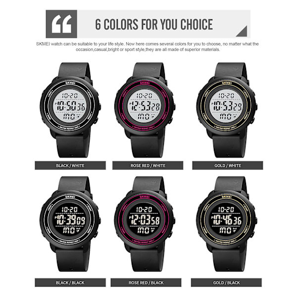 Skmei 1736 Two City Time Digital Display elektronisk watch Gold and White