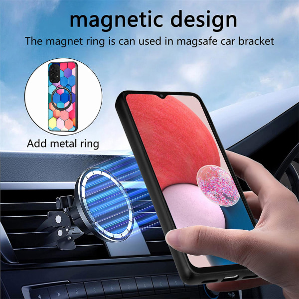 Mönstertryckt phone case för Samsung Galaxy A13 4g, Pu-läderbelagd PC+tpu cover med metallring Magic Space