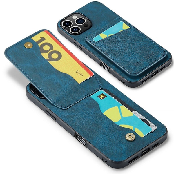 FIERRE SHANN iPhone 16 Pro Etui Kortholder Støtteben Læder RFID-blokering Bagcover Multicolor Style C