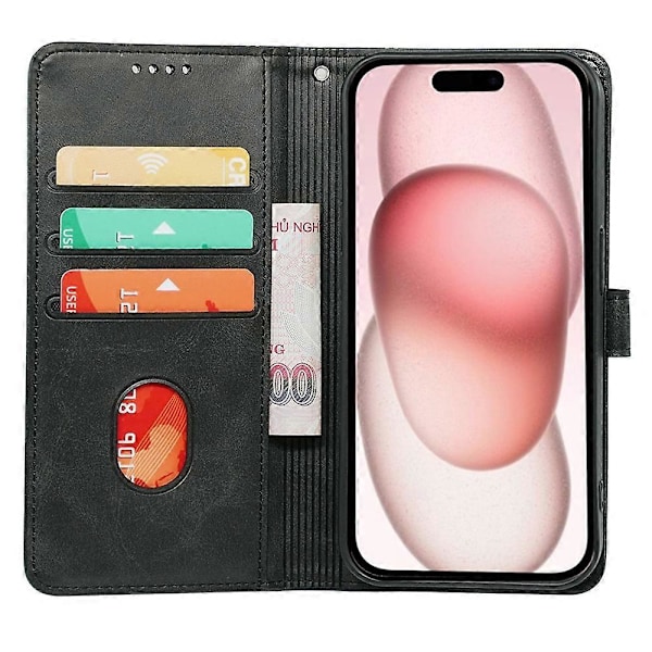 For Nothing Phone (3a) Pro Deksel Kalveskinntekstur Lær Stativ Bokstil Telefondeksel Multicolor Black